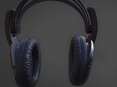Comfortable Black Over Ear Headphones With Leather Ear Cushions And High Quality Sound 3d model
