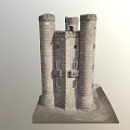 Ancient Stone Tower Architecture With Multiple Towers Arch Windows And Balconies 3d model