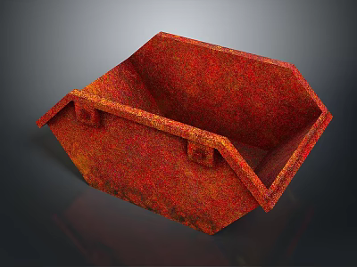 Red Textured Industrial Metallic Container With Rustic Surface And Angular Design 3d model