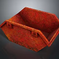 Red Textured Industrial Metallic Container With Rustic Surface And Angular Design 3d model
