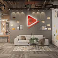Modern Public Office Space Interior With Ergonomic Chairs Desks Computers Wall Art And Ceiling Lights