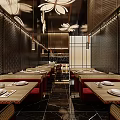 Modern Store Front Desk Design With Grid Screen Decorative Fish Art And Marble Countertop
