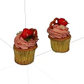Delicious Homemade Cupcakes With Pink Frosting And Fresh Strawberry Toppings