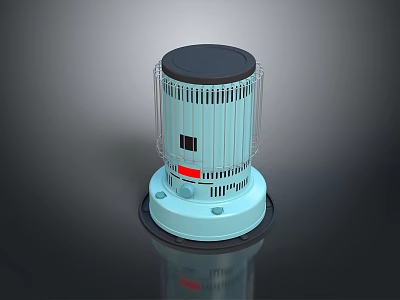 Light Blue Cylindrical Industrial Equipment With Black Top And Cooling Vents 3d model