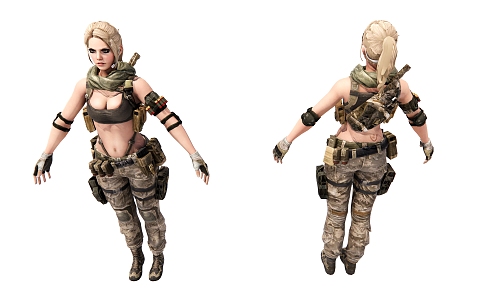 Modern game character assault violence heroine 3d model