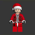 Lego Minifigure Wearing Red Santa Hat With Red Coat Vest And White Gloves