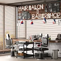 Modern Professional Barbershop Business Equipment With Styling Chairs Workstations And Grooming Tools