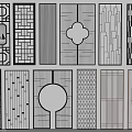 Various Room Divider Designs With Geometric Patterns Circular Cutouts And Landscape Elements 3d model