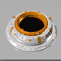 Futuristic Circular Sci-Fi Scene Component With White Orange Design And Geometric Patterns 3d model