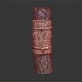 Handmade Rustic Wooden Column with Natural Bark Texture and Straw Rope Wrapping
