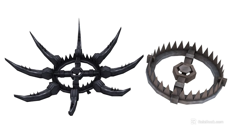 Intricate Dark Spiked Gear Weapon Design With Sharp Metal Edges 3d model 