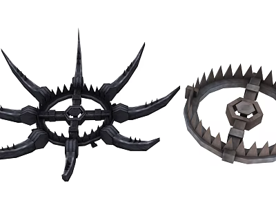 Intricate Dark Spiked Gear Weapon Design With Sharp Metal Edges 3d model