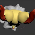 Fox Character Figure With White Sitting Body And Red Yellow Flame Ears