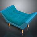 Modern Teal Tufted Lounge Chair With Unique Shape And Wooden Legs