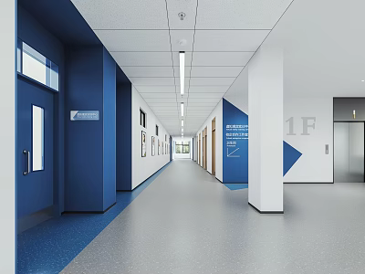Shoe Bench In Hospital Corridor With Blue White Clean Spacious Functional Design 3d model