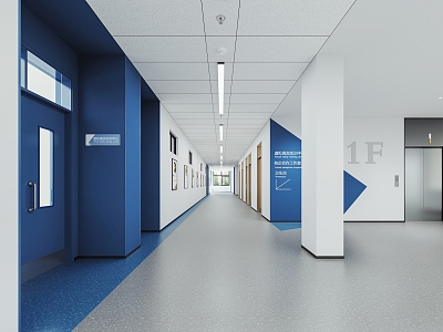 Modern School Corridor 3d model