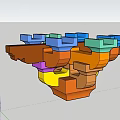 Multicolored Building Components in 3D Model with Geometric Shapes and Interlocking Structure 3d model