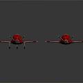Red Airplane Models Featuring Flame Exhaust Displayed In Two Shiny Units 3d model