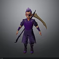 Cartoon Character With Purple Hair Sunglasses And Purple Outfit Holding Scythe