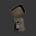 Vintage Medical Kit With Cross Symbol On Stacked Wooden Crates And Open Case