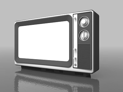 Vintage Television With Retro Design Two Knobs Blank Screen And Reflective Surface 3d model