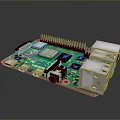 Green Single Board Computer Circuit With USB Ports HDMI Interface GPIO Pins And Processor Chip 3d model