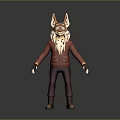 Game and Movie Character with Fox Ears Goggles Red Coat Purple Pants and Brown Boots