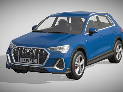 Blue Audi SUV with UK Plate Modern Exterior Design and Stylish Features 3d model