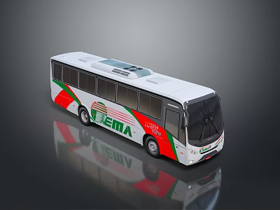 Modern City Bus With White Body Green Red Stripes Large Windows And ZEMIA Logo 3d model