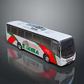 Modern City Bus With White Body Green Red Stripes Large Windows And ZEMIA Logo