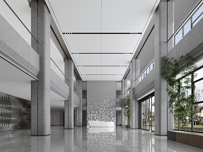 Technology Company Office Building Lobby 3d model