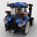 Blue Building Blocks Tractor Model With Orange Lights And Black Wheels