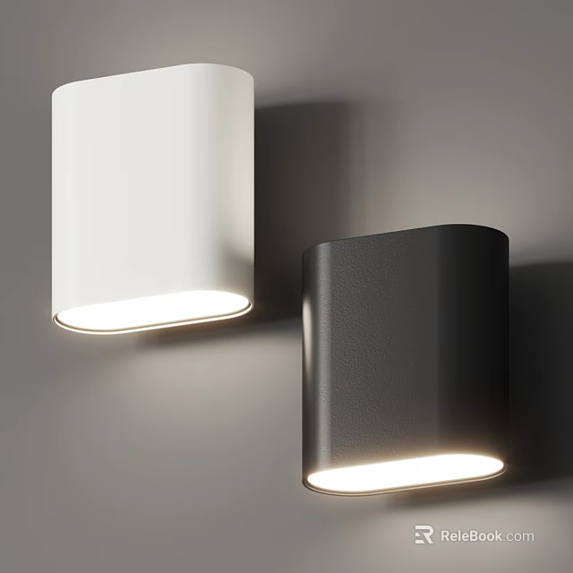 Modern White and Black Cylindrical Wall Lights Illuminating Indoor Wall Space 3d model 