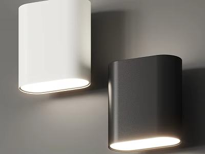 Modern White and Black Cylindrical Wall Lights Illuminating Indoor Wall Space 3d model