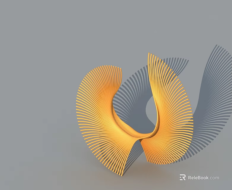 Modern Yellow Swing Door With Fan Shaped Structure And Sleek Design Elements 3d model