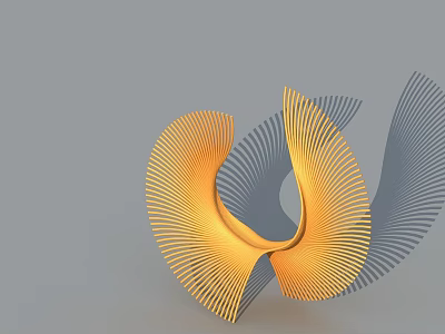 Modern Yellow Swing Door With Fan Shaped Structure And Sleek Design Elements 3d model