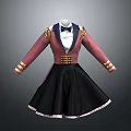 Game Movie Character Costume With Pink Sleeves Black Skirt Bow Tie And Golden Decorations