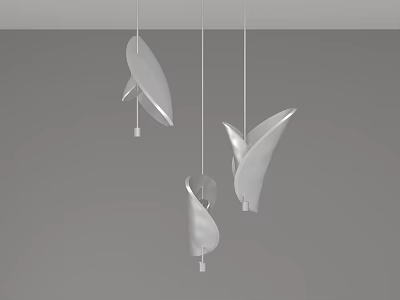 Unique Shaped Pendant Lights Hanging in Modern Interior with White Abstract Design for Home Decor 3d model