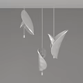 Unique Shaped Pendant Lights Hanging in Modern Interior with White Abstract Design for Home Decor