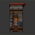 Scene Building Blocks With Red Top Wooden Layers Blue Blocks And Stone Structure