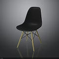 Black Modern Chair With Wooden Legs And Plastic Seat Minimalist Design