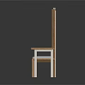 Modern Style Chair With Wooden Armrests White Frame And Light Blue Cushion