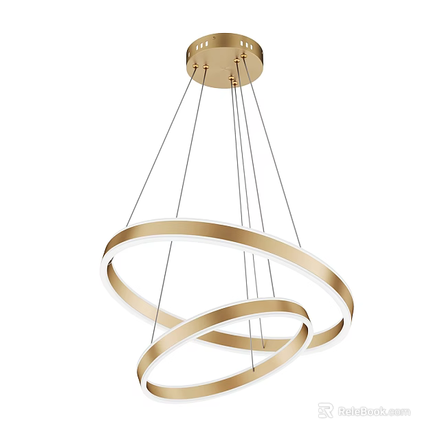 Modern Gold Circular Ring Chandelier With Multi Layer Hanging Structure And Illuminated Design 3d model