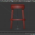 Modern Bar Stool With Brown Leather Seat Black Wooden Legs And Round Footrest