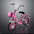 Pink Children's Bicycle with Training Wheels and Decorative Basket for Kids