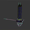 Detailed Spacecraft Model Featuring Blue Solar Panels Antenna And Base Structure