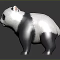 Realistic Panda 3D Model With Black And White Fur Standing On Gray Background