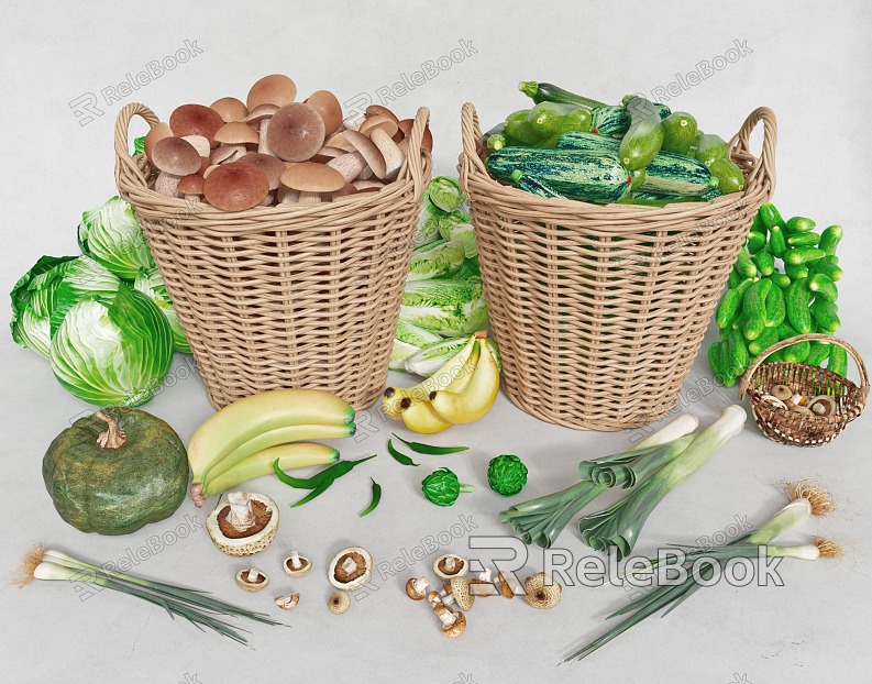 vegetables fruit food mushroom green vegetables model