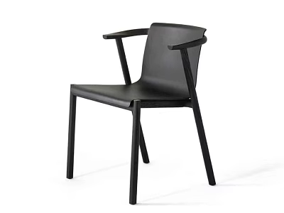 Modern Black Dining Chair With Armrest And Simple Design Structure 3d model