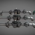 Industrial Metal Pipe Valves And Fittings With Rustic And Silver Finish Design